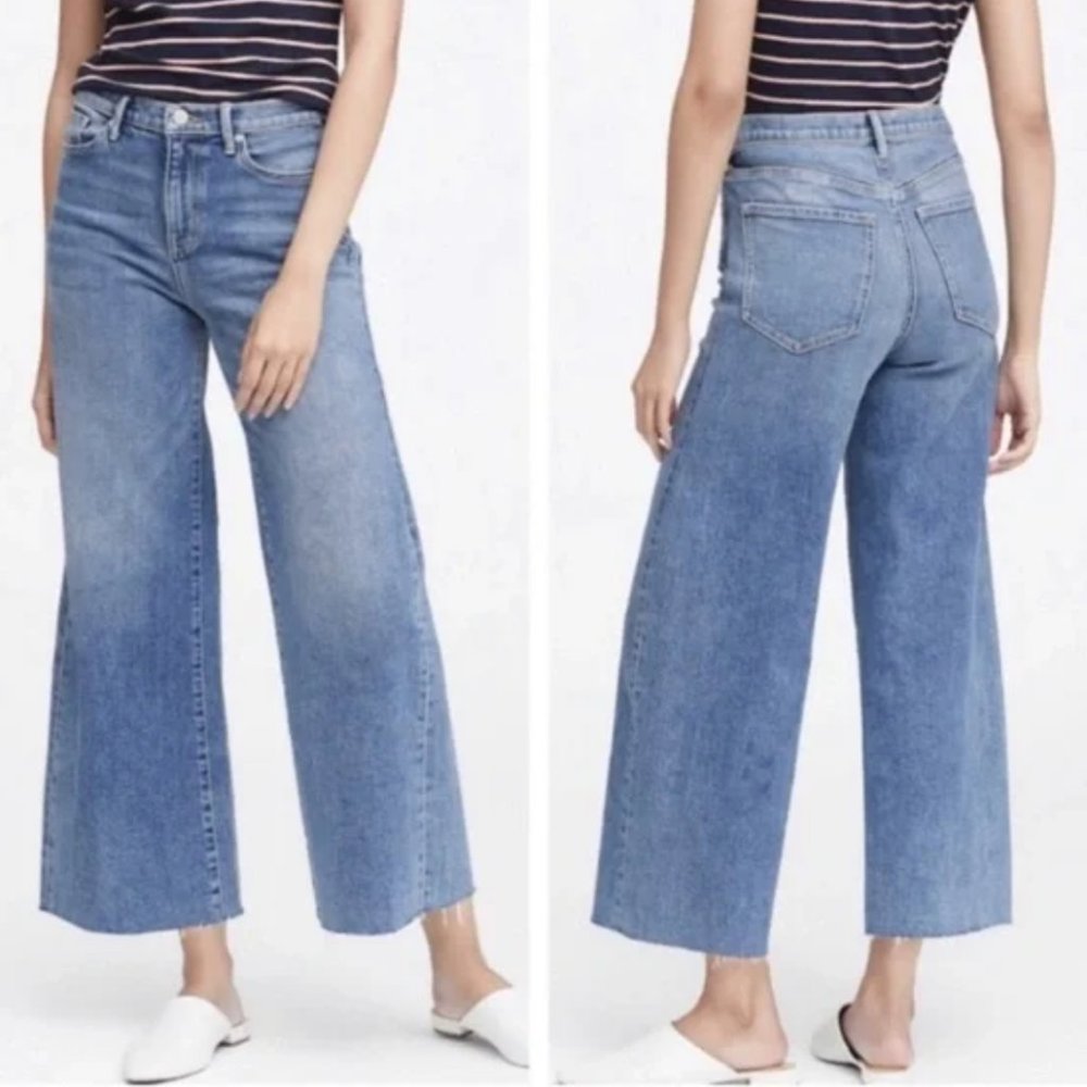 Banana Republic High Rise Wide Leg Cropped Jeans Size 28